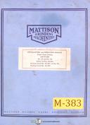 Mattison-Mattison Surface Grinders, Operations and Parts Manual 1974-All Models-04